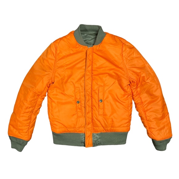 Alpha Industries MA-1 Reversible Bomber Jacket Satin Army Green Womens Medium - Picture 8 of 10